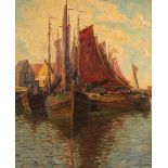 SCHLOEMANN, Eduard (1888-1940), "Schiffe im Hafen", Öl/Lwd., 115 x 96, unten rechts signiert, rest.,