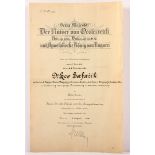 URKUNDE RITTERKREUZ FRANZ JOSEPH-ORDEN mit der Kriegsdekoration für Postsekretär Dr. Leo Safarik vom