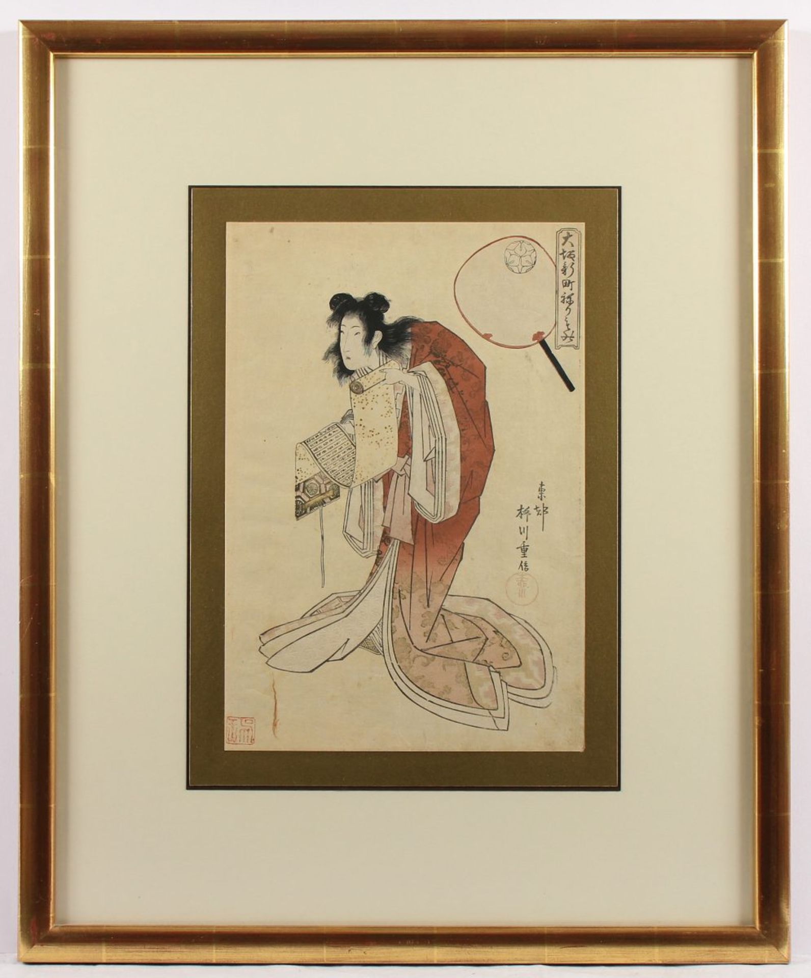 FARBHOLZSCHNITT, Kikugawa EIZAN (1787-1867), "Schauspieler", unter Glas gerahmt, JAPAN, um 1820 - Bild 2 aus 2