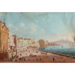 AQUARELLIST DES 19.JH., "Ansicht aus Neapel mit Vesuv", Gouache/Papier, 42 x 61 (