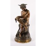MONTAGNE, Pierre Marius, (Toulon 1828 - ebenda 1879), "Sitzender junger Hermes", Bronze mit