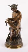 MONTAGNE, Pierre Marius, (Toulon 1828 - ebenda 1879), "Sitzender junger Hermes", Bronze mit