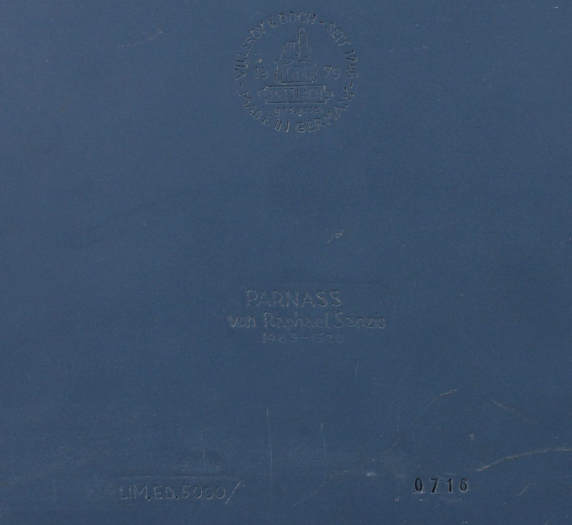 BILDPLATTE, "Parnass", Fayence, blauer Scherben, Reliefdarstellung in Phanolith-Technik nach dem - Bild 2 aus 2