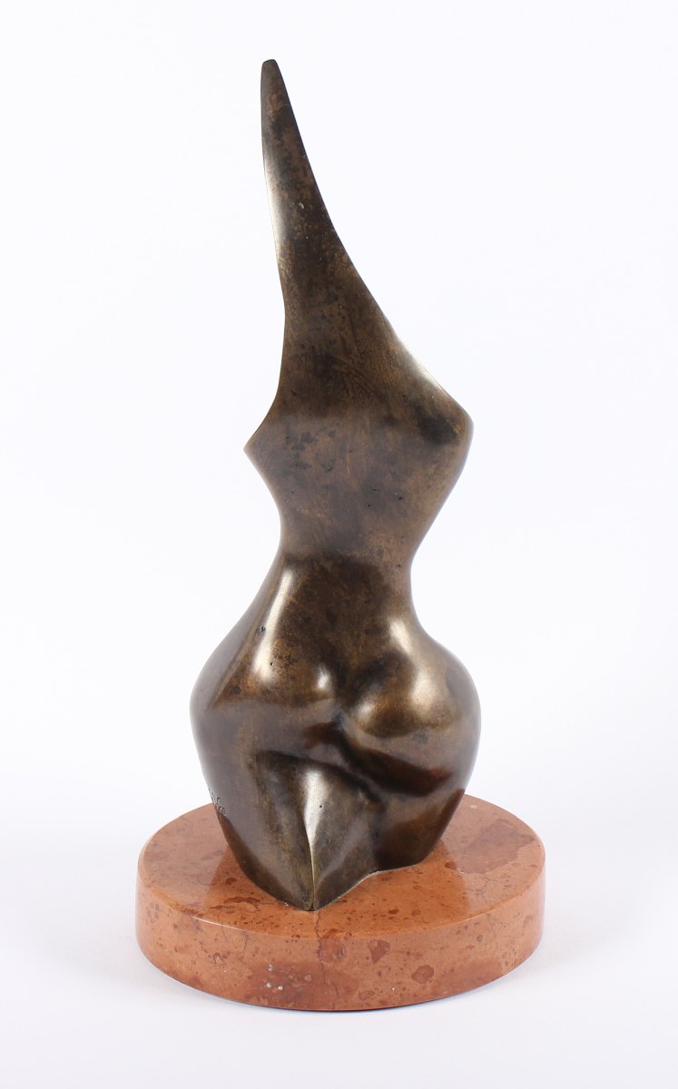 WYS, Stan (Stanislaw Wysocki *1949), "Frauentorso", Bronze, H 27, Marmorsockel, seitlich signiert - Image 3 of 4