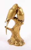 GARDET, Georges (1863-1939), "Paar Sittiche", Bronze, vergoldet, H 24, signiert, Gießermarke: F.
