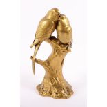 GARDET, Georges (1863-1939), "Paar Sittiche", Bronze, vergoldet, H 24, signiert, Gießermarke: F.