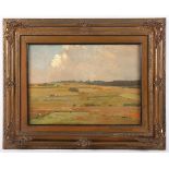 HÜNTEN, Max (1869-1936), "Weite Landschaft mit Feldern", Öl/Lwd., 31,5 x 43, auf Holz aufgezogen,