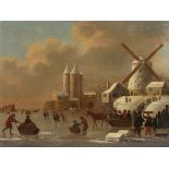 VAN LEYDEN, Jan (tätig 1661-1693), "Eisvergnügen mit Koek-en-zopie und Windmühle an einer