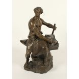 PEYNOT, Emile Edmond (Paris 1850 - 1932), "Der Schmied", Bronze, H 80, seitlich bezeichnet "E.Peynot