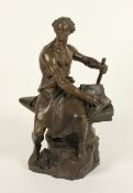 PEYNOT, Emile Edmond (Paris 1850 - 1932), "Der Schmied", Bronze, H 80, seitlich bezeichnet "E.Peynot