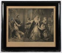 MARIA STUART BEI DER NACHTTOILETTE, nach Hartwich, Lithografie, 40 x 52,5, gedruckt bei J. Hesse,