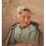 GROBE, German (1857-1938), "Frau in Tracht", Öl/Malplatte, 23 x 21, unten rechts signiert, R.