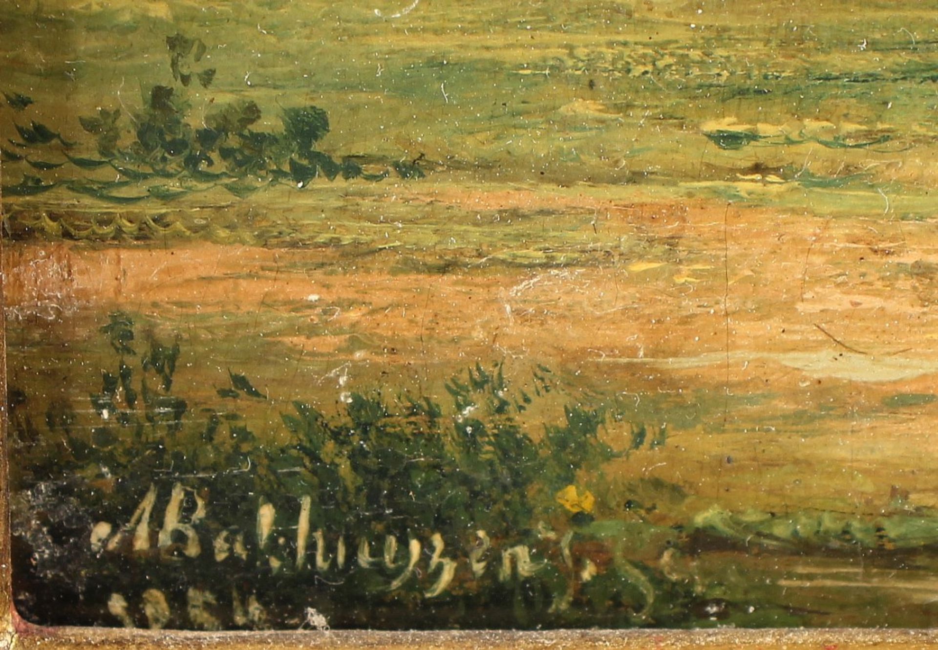 BAKHUYZEN, Alexander Hieronymus (1826-1878), "Landschaft mit Figurenstaffage", Öl/Holz, 23 x 30, - Bild 3 aus 4