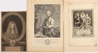 DREI STICHE PORTRAITS, "Ernestus Gideon Baron de Laudo" (von Fiessinger, 18.Jh.), "Friedericus à