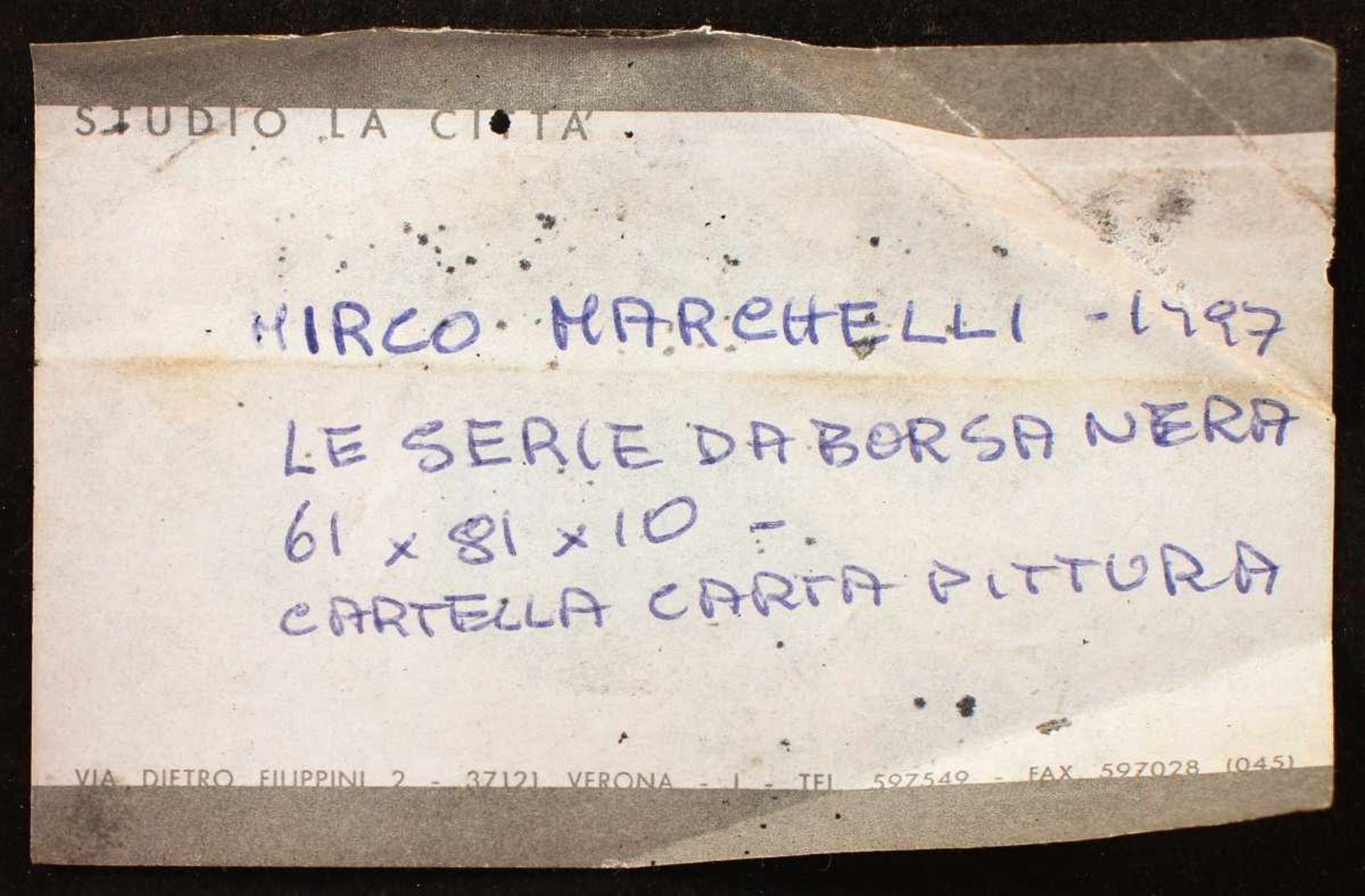 MARCHELLI, Mirco, "o.T.", bemalte Objekt-Collage, 61 x 81 x 10, verso signiert, verso bez. "le serie - Bild 3 aus 4