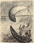 KUBIN, Alfred, "Groß-Fischfang", 1937, Strichätzung, ca. 23 x 18, in der Platte signiert, unter