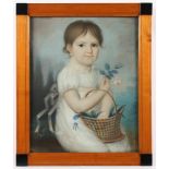 KRIEGER, Lina (ca.1802-1884), "Bildnis eines Mädchens mit Korb", Pastell/Papier, 50 x 40, oben