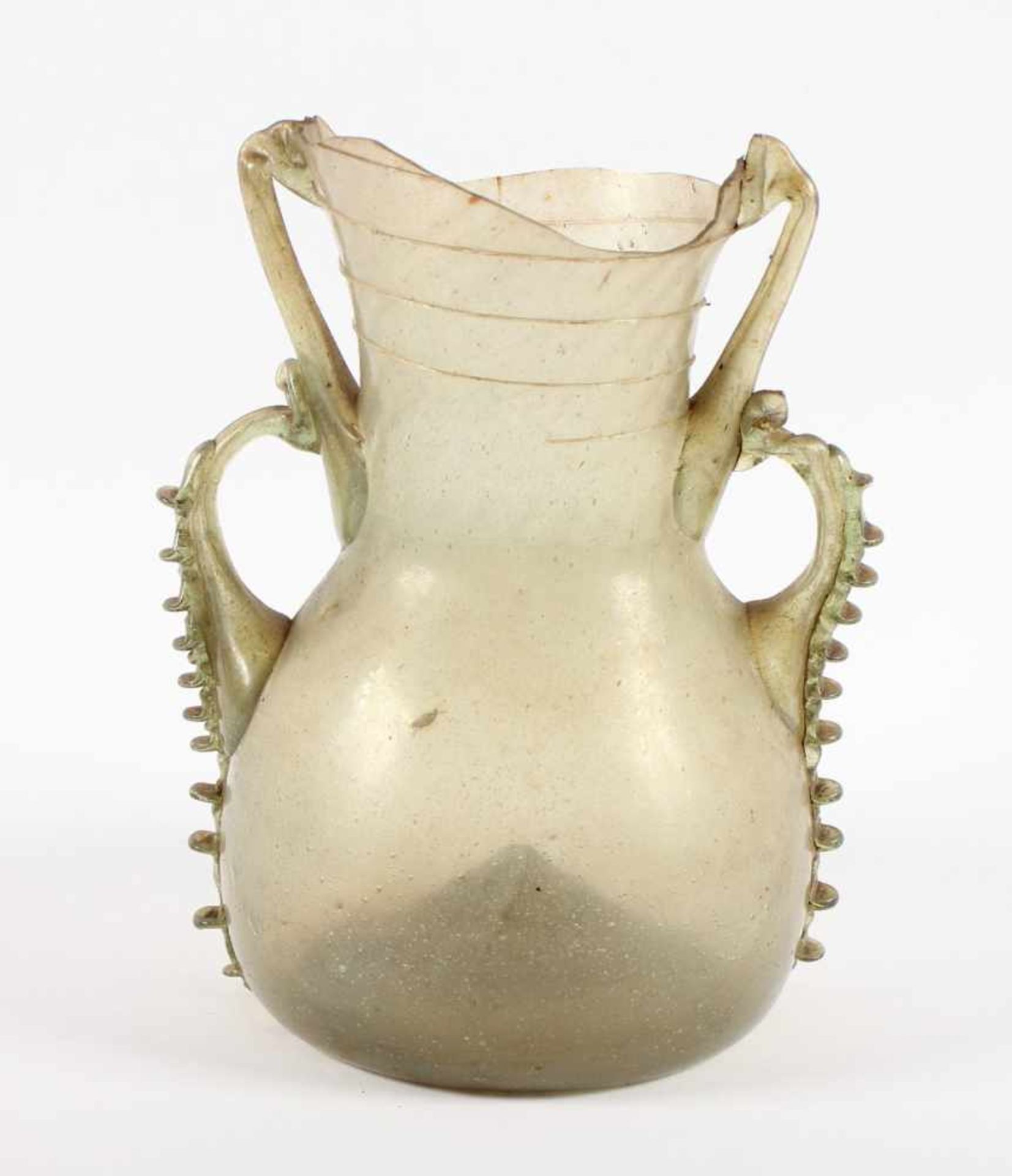 VASE, grünes Glas, besch., H 17, RÖMISCH, ca.1.Jh.n.Chr. Provenienz: Privatsammlung Aachen seit - Bild 3 aus 4