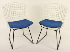 PAAR SIDE CHAIRS, Modell 420, Metall, lackiert, originale Polsterauflage, H 75, Entwurf 1952 Harry