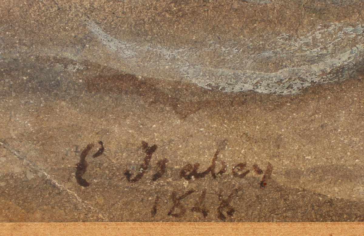 ISABEY, Eugène (1804-1886), "Havariertes Schiff", Aquarell/Papier, 17 x 31 (Passepartoutausschnitt), - Image 3 of 3