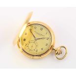 HERENTASCHENUHR, 585/ooo Gelbgold, Marke: IWC, Savonette, Innendeckel Metall, Zifferblatt mit