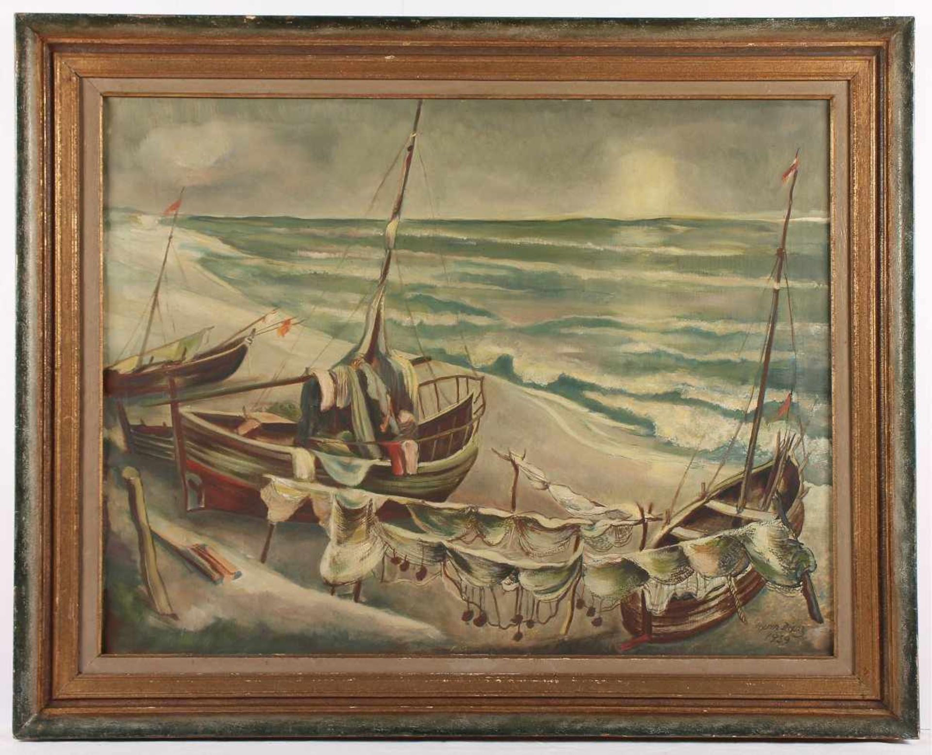DIENZ, Herm, "Boote an der Ostsee", Öl/Lwd., 64 x 84, unten rechts signiert und datiert 1939, - Bild 2 aus 5