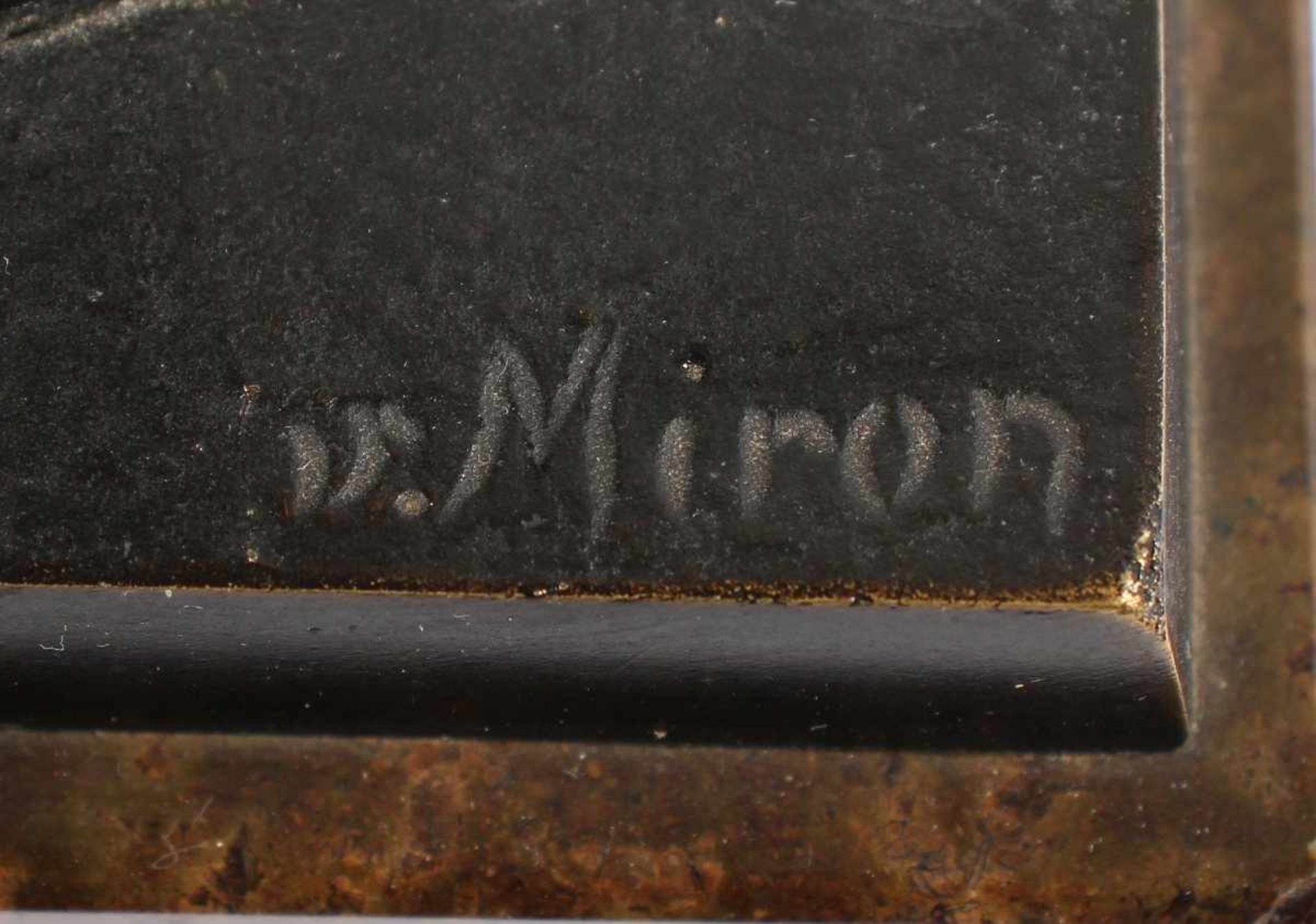 ATHLET, "Diskobol des Myron" nach der Antike, Bronze, H 29, Serpentinsockel, auf dem Stand bez., - Bild 5 aus 5