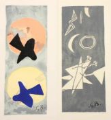 BRAQUE, Georges, zwei Arbeiten, "Ciel gris II", Soleil et lune II", Farblithografien, ca. 23 x 9,