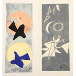 BRAQUE, Georges, zwei Arbeiten, "Ciel gris II", Soleil et lune II", Farblithografien, ca. 23 x 9,