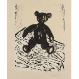 BALKENHOL, Stephan, "Teddybär", Original-Holzschnitt, 43 x 32,5, handsigniert, 2004, ungerahmt