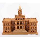 ARCHITEKTURMODELL "NEW YORK CITY HALL", Holz, geschnitzt, vollplastische Darstellung der