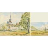 OEPKEMEIER, Herta (Bonner Malerin), zwei Aquarelle, "Ansicht der Schwarzrheindorfer Doppelkirche"