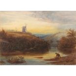 VARLEY, Charles Smith (1811-1888), "Landschaft mit Windmühle", Aquarell/Papier, 27,5 x 38 (