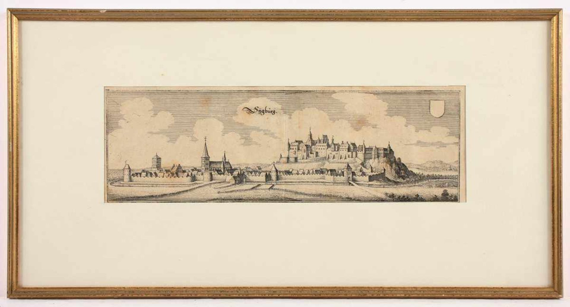 SIEGBURG, Panoramaansicht, Kupferstich, 11 x 32,5, M.MERIAN, um 1640, R.