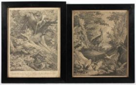 RIDINGER, Johann Elias, zwei Jagdstiche, ca. 33 x 26, um 1740/45, R.