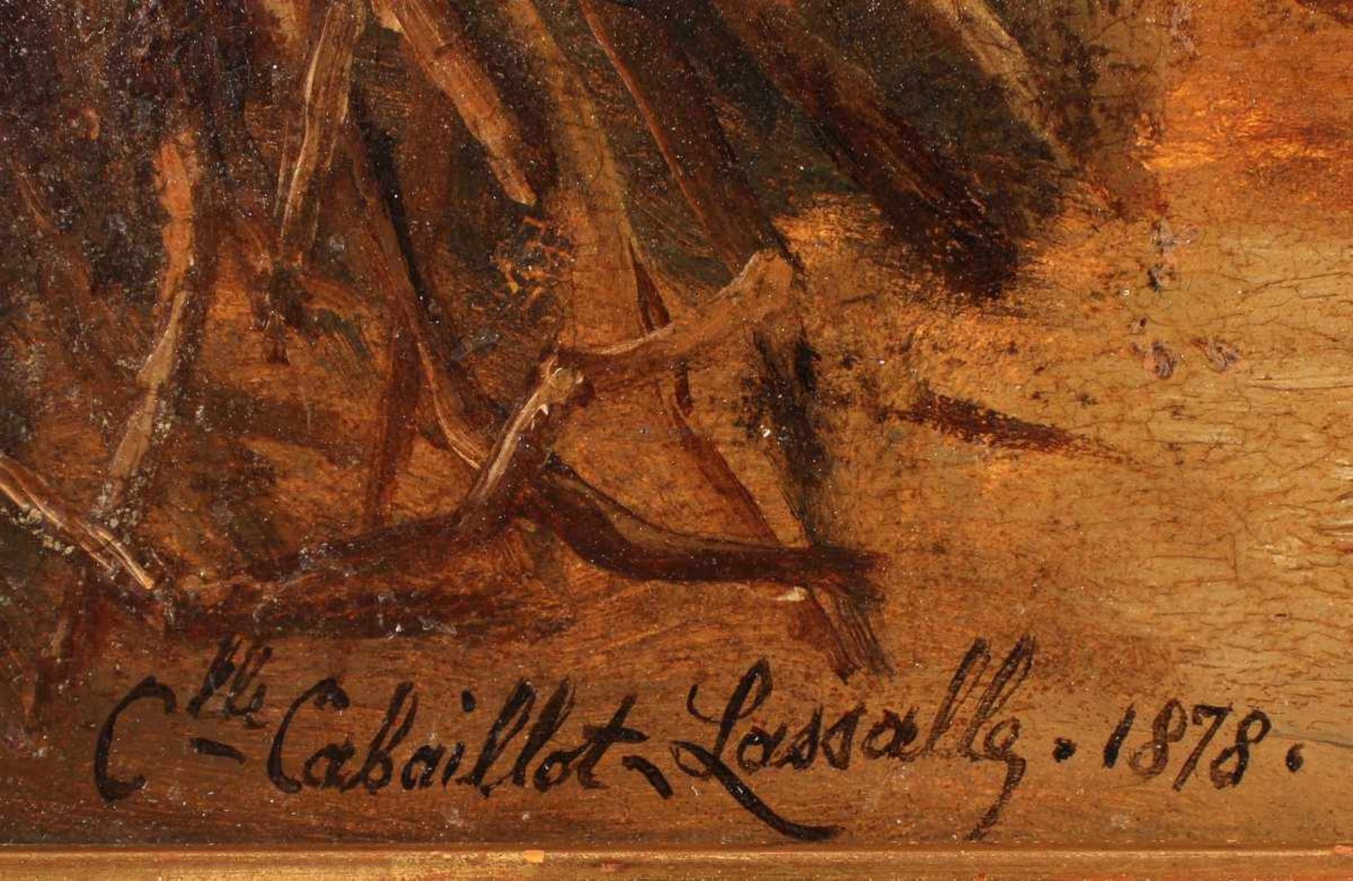 CABAILLOT-LASSALLE, Camille Léopold (*1839), "Mädchen am Ofen", Öl/Holz, 32 x 24,5, unten links - Bild 3 aus 4