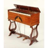 SELTENES BIEDERMEIER-HARMONIUM, sogenannte "Physharmonika", Buche? sowie diverse Edelhölzer,