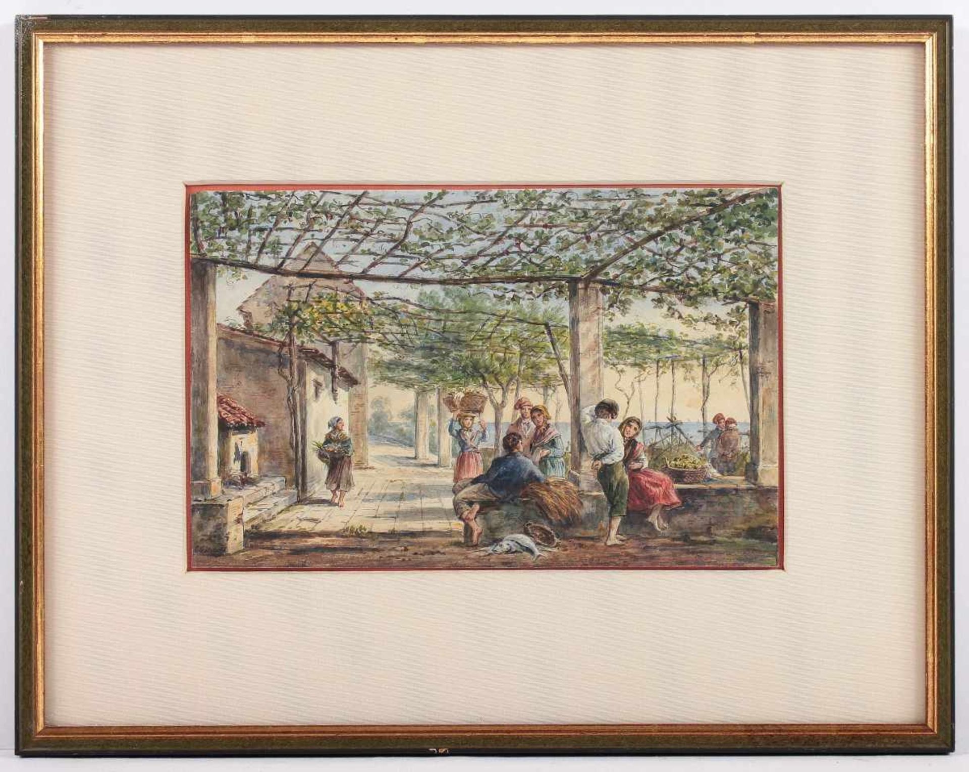 GÖTZLOFF, Carl Wilhelm (1799-1866), zugeschrieben, "Szene auf einer italienischen Terrasse", - Bild 2 aus 3