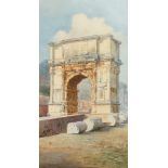 FACCIOLA, Gaetano (1868-1949), "Der Titusbogen auf dem Forum Romanum", Aquarell/Papier, 29,5 x 15 (