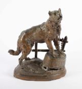 VALTON, C., "Le chien", Rottweiler als Taschenuhrenhalter, Régule, bronziert, H 31, leicht besch.,