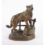 VALTON, C., "Le chien", Rottweiler als Taschenuhrenhalter, Régule, bronziert, H 31, leicht besch.,