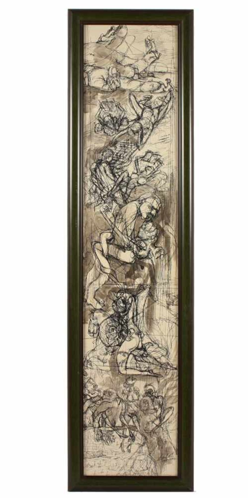 RIKULEV, "Erotische Figurenzeichnung", Tusche laviert/Papier, 114 x 24, unten signiert, R. - Bild 2 aus 4