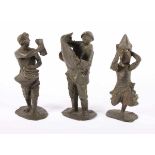 DREI FIGUREN, Bronze, H bis 20, unleserlich monogrammiert, 2.H.20.Jh.