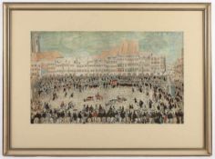 MÜNCHEN, "Das Ringrennen auf dem Schrannenplatz", kolorierter Stich, 34 x 55, wohl aus der Folge: