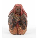 NETSUKE NÔ-TÄNZER, Holz, farbig gefasst, Tänzer mit Maske und roten Haaren in der Rolle des Shôjô, H