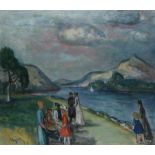 NEYERS, Kurt (1900-1969), "Flaneure am Rhein", Öl/Lwd., 70,5 x 78,5, unten links signiert und "37"