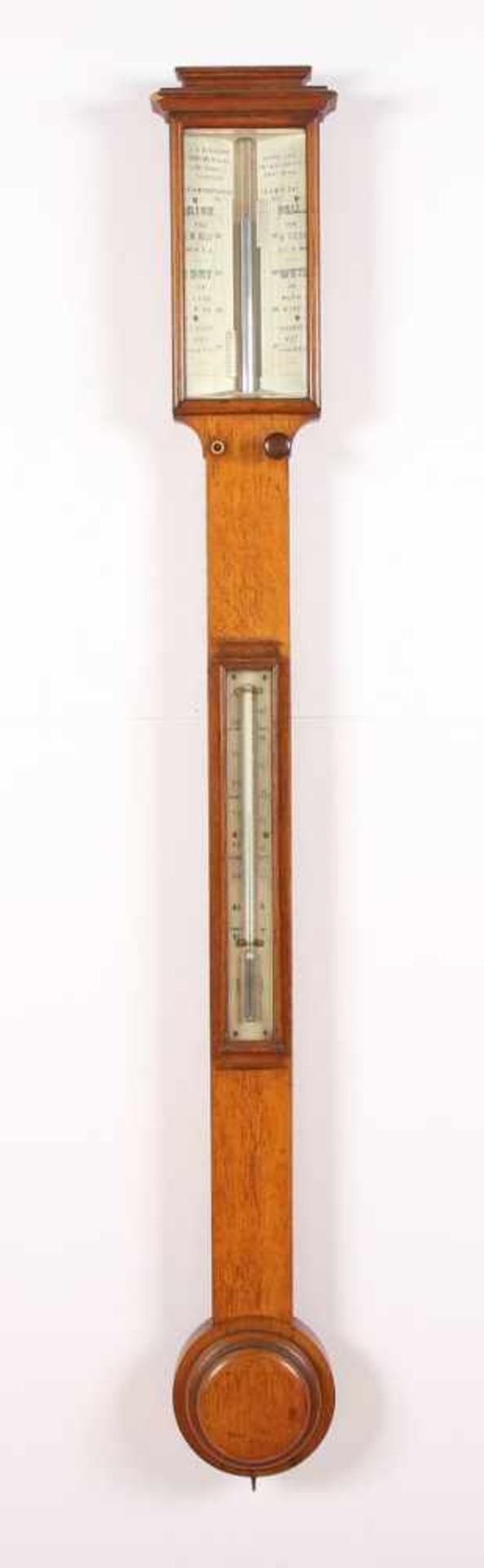 BAROMETER, Nussholzgehäuse, Quecksilbersäule, Thermometer, min.besch., L 95, J.H. STEWARD, LONDON,