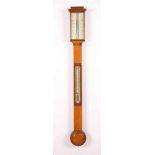 BAROMETER, Nussholzgehäuse, Quecksilbersäule, Thermometer, min.besch., L 95, J.H. STEWARD, LONDON,