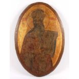 IKONE, "Hl. Prophet und Hohepriester Aaron", Tempera/Holz, Goldgrund, Dm 52, RUSSLAND, wohl um 1800