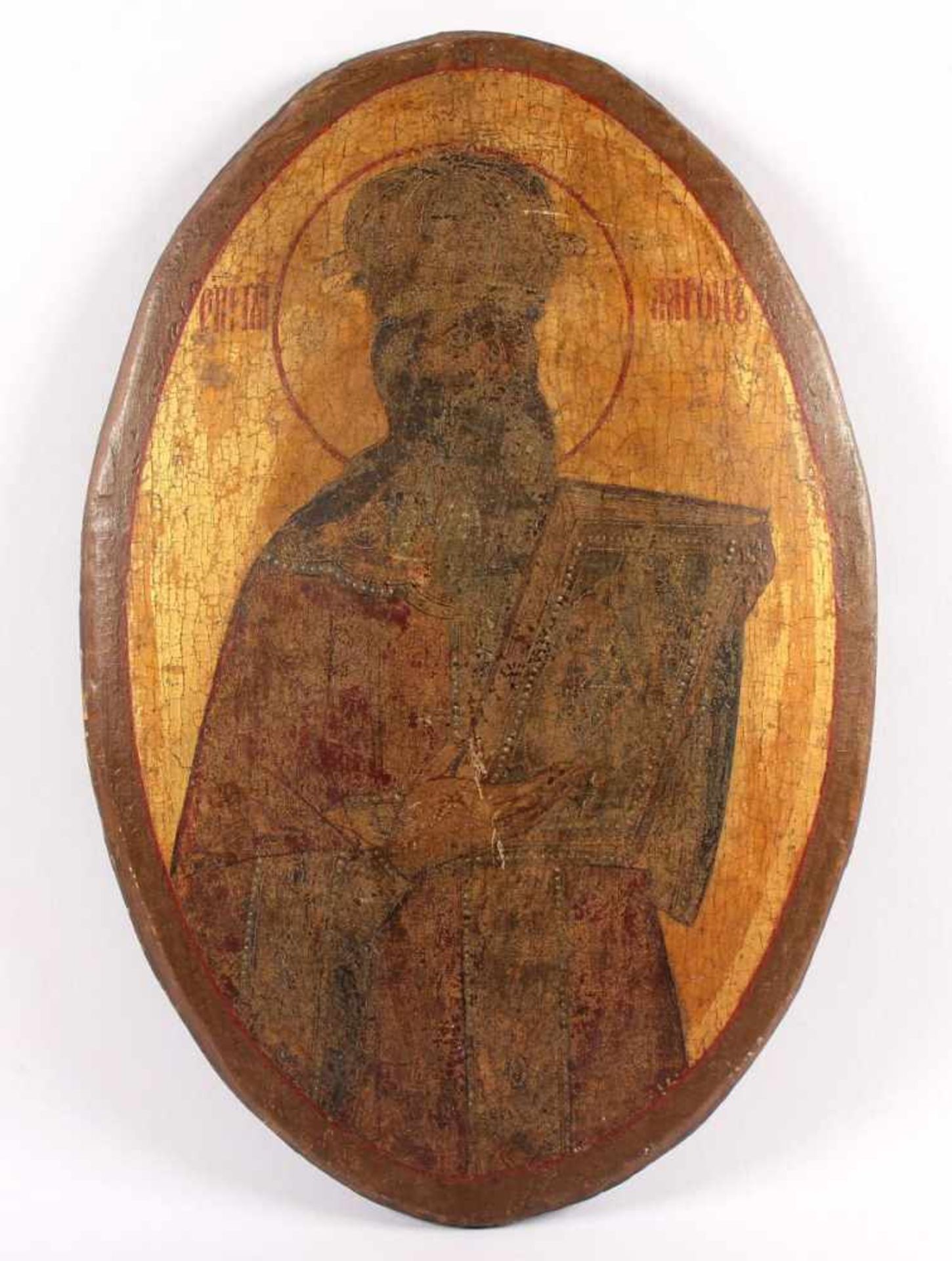 IKONE, "Hl. Prophet und Hohepriester Aaron", Tempera/Holz, Goldgrund, Dm 52, RUSSLAND, wohl um 1800